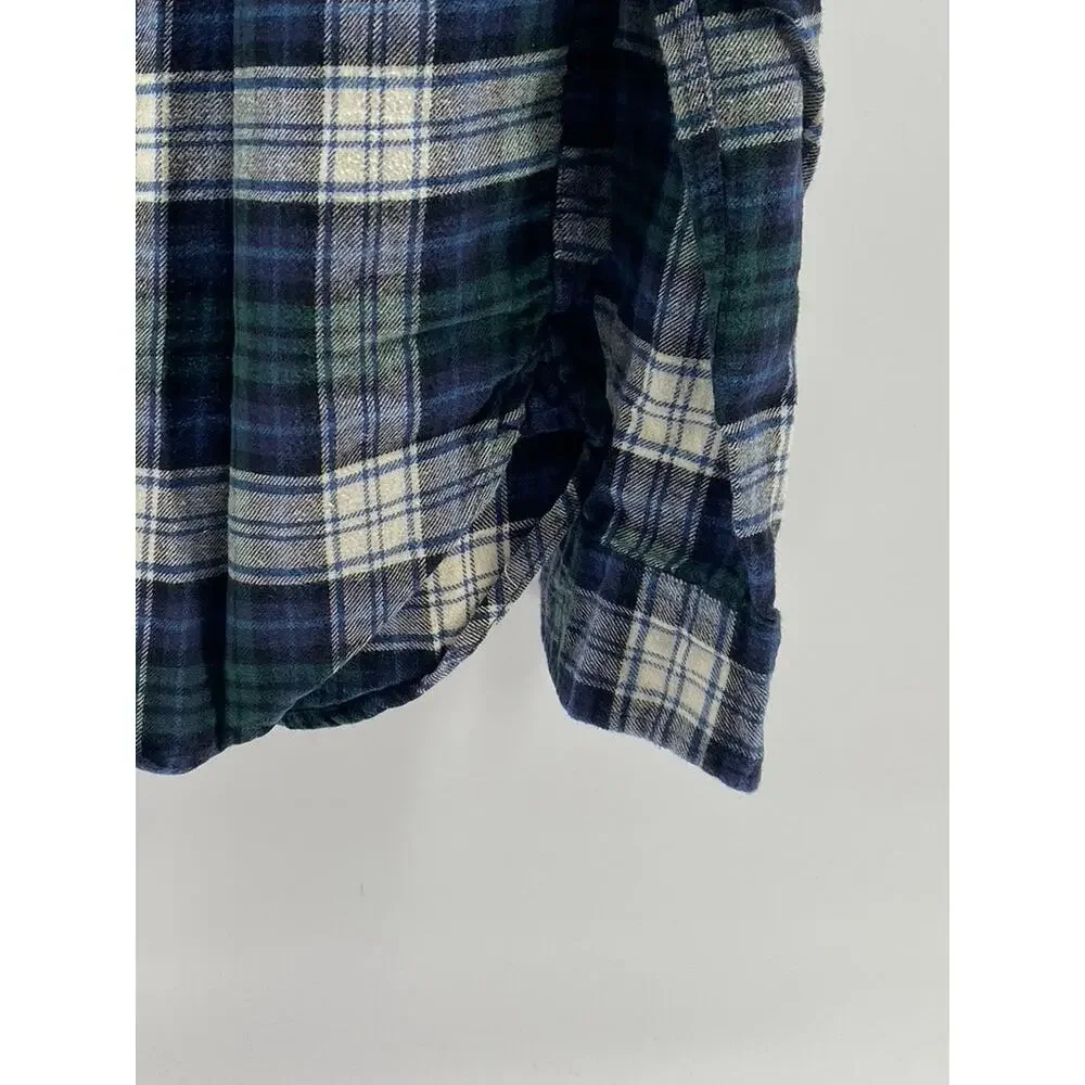 GAP Men's Blue-Green Plaid Button-Up Regular-Fit Long Sleeve Flannel Shirt SZ M - Picture 6 of 10